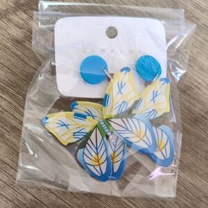 Blue and Yellow Butterfly Earrings